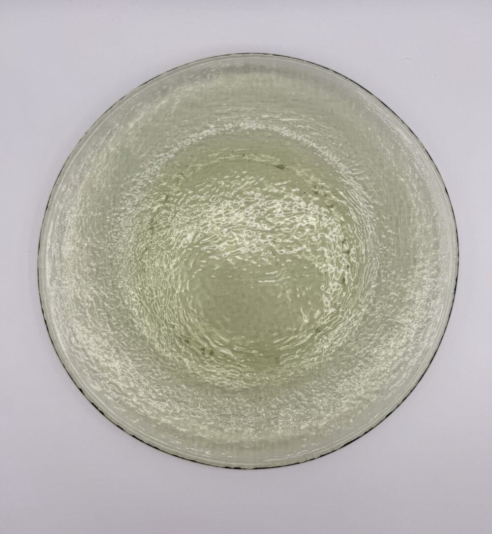 Fire and Light OLIVE Green Dinner Plate 11" Textured Recycled Glass